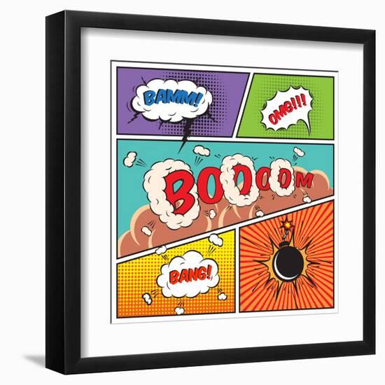 Comic Speech Bubbles-Macrovector-Framed Art Print