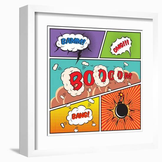 Comic Speech Bubbles-Macrovector-Framed Art Print