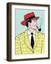 Comic Style Image of Man with Pipe.-artplay-Framed Art Print