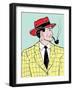 Comic Style Image of Man with Pipe.-artplay-Framed Art Print
