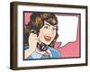 Comic Style Woman Gossiping on the Phone-jorgenmac-Framed Art Print