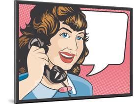 Comic Style Woman Gossiping on the Phone-jorgenmac-Mounted Art Print