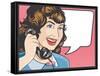Comic Style Woman Gossiping on the Phone-jorgenmac-Framed Stretched Canvas