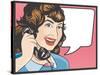 Comic Style Woman Gossiping on the Phone-jorgenmac-Stretched Canvas