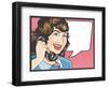 Comic Style Woman Gossiping on the Phone-jorgenmac-Framed Art Print