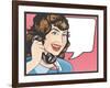 Comic Style Woman Gossiping on the Phone-jorgenmac-Framed Art Print