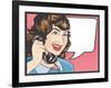 Comic Style Woman Gossiping on the Phone-jorgenmac-Framed Art Print