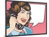 Comic Style Woman Gossiping on the Phone-jorgenmac-Mounted Art Print