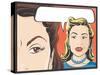 Comic Style Women Gossiping-jorgenmac-Stretched Canvas