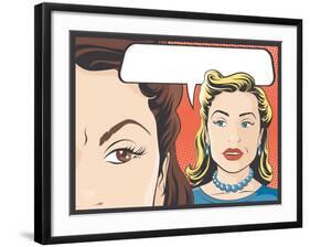 Comic Style Women Gossiping-jorgenmac-Framed Art Print