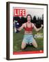 Comic Will Ferrell Outside in Freeway Park Doing a Bad Imitation of Brandi Chastain, May 13, 2005-Jeff Riedel-Framed Premium Photographic Print