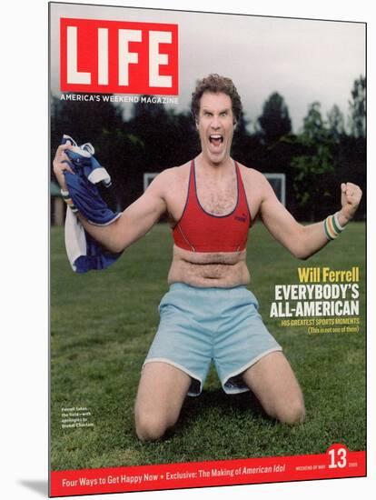 Comic Will Ferrell Outside in Freeway Park Doing a Bad Imitation of Brandi Chastain, May 13, 2005-Jeff Riedel-Mounted Photographic Print