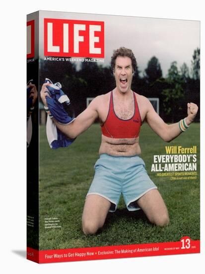 Comic Will Ferrell Outside in Freeway Park Doing a Bad Imitation of Brandi Chastain, May 13, 2005-Jeff Riedel-Stretched Canvas