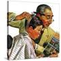 "Comical Haircut," February 27, 1943-Howard Scott-Stretched Canvas