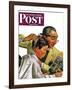 "Comical Haircut," Saturday Evening Post Cover, February 27, 1943-Howard Scott-Framed Giclee Print