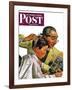 "Comical Haircut," Saturday Evening Post Cover, February 27, 1943-Howard Scott-Framed Giclee Print