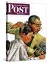 "Comical Haircut," Saturday Evening Post Cover, February 27, 1943-Howard Scott-Stretched Canvas