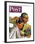 "Comical Haircut," Saturday Evening Post Cover, February 27, 1943-Howard Scott-Framed Giclee Print