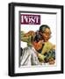 "Comical Haircut," Saturday Evening Post Cover, February 27, 1943-Howard Scott-Framed Giclee Print