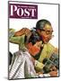 "Comical Haircut," Saturday Evening Post Cover, February 27, 1943-Howard Scott-Mounted Giclee Print