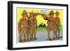 Comical Military Cartoon - Commander Pointing Gun in His Eye Telling Sergeant Swell Work, c.1942-Lantern Press-Framed Art Print