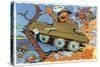 Comical Military Cartoon - Soldiers in Tanks Creating Chaos, c.1942-Lantern Press-Stretched Canvas