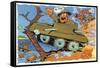 Comical Military Cartoon - Soldiers in Tanks Creating Chaos, c.1942-Lantern Press-Framed Stretched Canvas