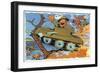 Comical Military Cartoon - Soldiers in Tanks Creating Chaos, c.1942-Lantern Press-Framed Art Print