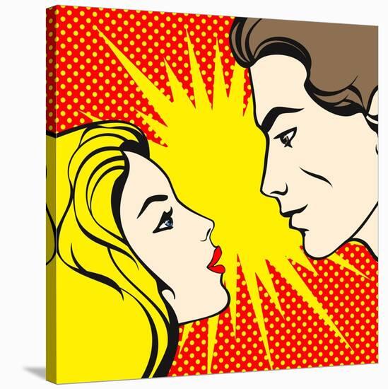 Comics Style Couple-Alena Kozlova-Stretched Canvas