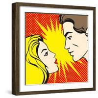 Comics Style Couple-Alena Kozlova-Framed Art Print