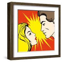 Comics Style Couple-Alena Kozlova-Framed Art Print