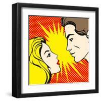Comics Style Couple-Alena Kozlova-Framed Art Print