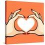 Comics Style Valentine's Day Card with Two Hands and Heart-Alena Kozlova-Stretched Canvas