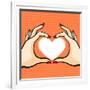 Comics Style Valentine's Day Card with Two Hands and Heart-Alena Kozlova-Framed Art Print