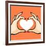 Comics Style Valentine's Day Card with Two Hands and Heart-Alena Kozlova-Framed Art Print