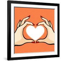 Comics Style Valentine's Day Card with Two Hands and Heart-Alena Kozlova-Framed Art Print