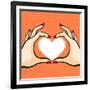 Comics Style Valentine's Day Card with Two Hands and Heart-Alena Kozlova-Framed Art Print