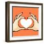 Comics Style Valentine's Day Card with Two Hands and Heart-Alena Kozlova-Framed Art Print