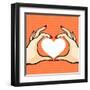 Comics Style Valentine's Day Card with Two Hands and Heart-Alena Kozlova-Framed Art Print