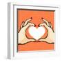 Comics Style Valentine's Day Card with Two Hands and Heart-Alena Kozlova-Framed Art Print