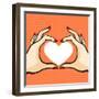 Comics Style Valentine's Day Card with Two Hands and Heart-Alena Kozlova-Framed Art Print