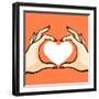 Comics Style Valentine's Day Card with Two Hands and Heart-Alena Kozlova-Framed Art Print