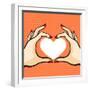 Comics Style Valentine's Day Card with Two Hands and Heart-Alena Kozlova-Framed Art Print