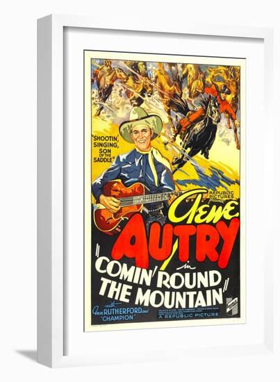 Comin' Round the Mountain, Gene Autry, Smiley Burnette, 1936-null-Framed Art Print