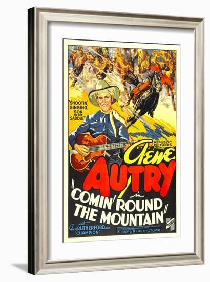 Comin' Round the Mountain, Gene Autry, Smiley Burnette, 1936-null-Framed Art Print