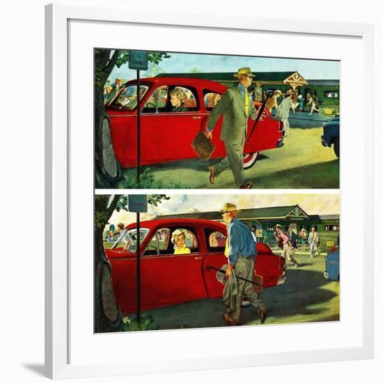 "Coming and Going to Work", June 28, 1952-Thornton Utz-Framed Giclee Print