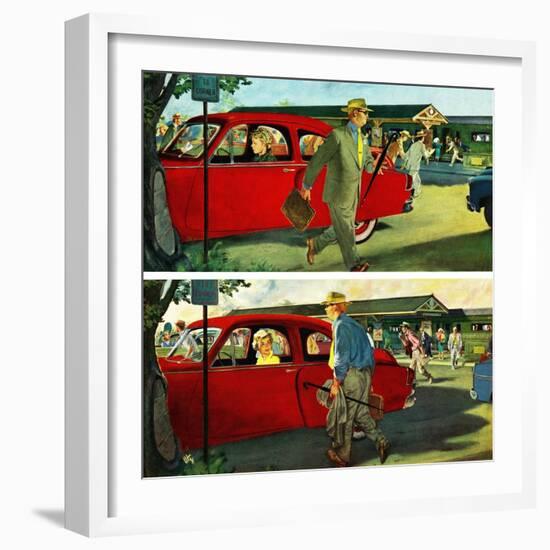 "Coming and Going to Work", June 28, 1952-Thornton Utz-Framed Giclee Print