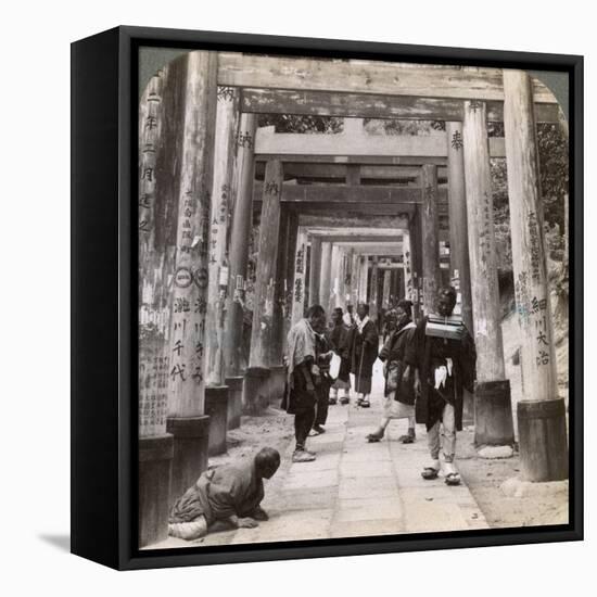 Coming and Going under Long Rows of Sacred Torii, Shinto Temple of Inari, Kyoto, Japan, 1904-Underwood & Underwood-Framed Stretched Canvas