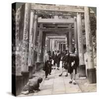 Coming and Going under Long Rows of Sacred Torii, Shinto Temple of Inari, Kyoto, Japan, 1904-Underwood & Underwood-Stretched Canvas