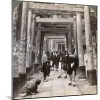Coming and Going under Long Rows of Sacred Torii, Shinto Temple of Inari, Kyoto, Japan, 1904-Underwood & Underwood-Mounted Photographic Print